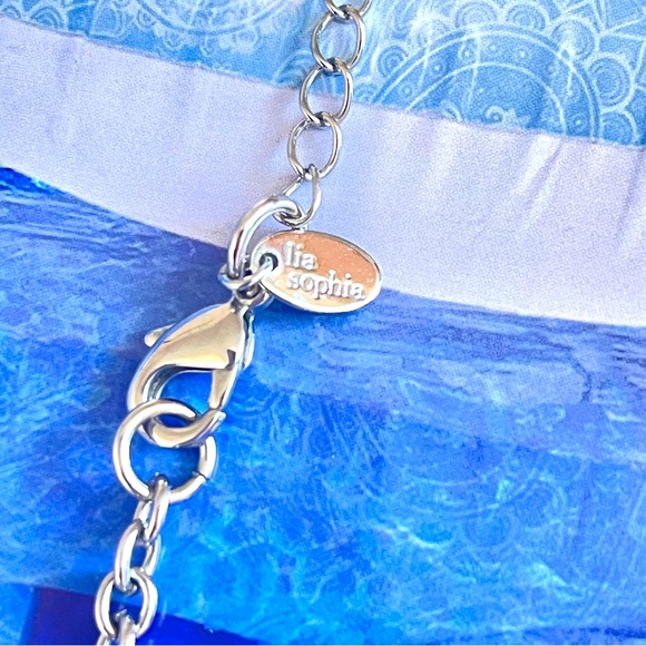 Lia Sophia vintage ,silver and green, aqua and light blue tone with crystal NWOT - Picture 5 of 7